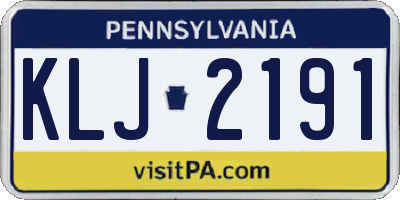 PA license plate KLJ2191