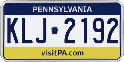 PA license plate KLJ2192