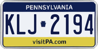 PA license plate KLJ2194
