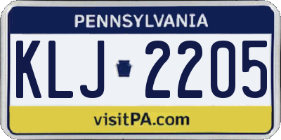 PA license plate KLJ2205