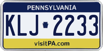 PA license plate KLJ2233