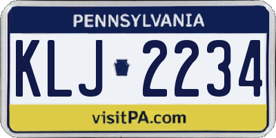 PA license plate KLJ2234