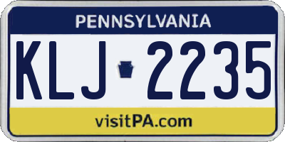 PA license plate KLJ2235