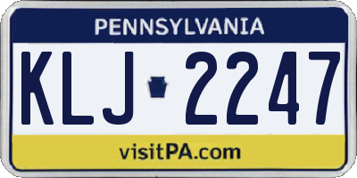 PA license plate KLJ2247