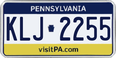 PA license plate KLJ2255