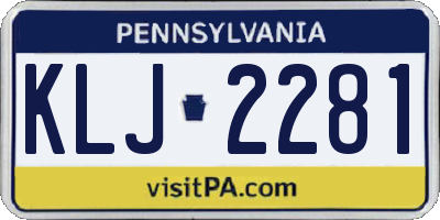 PA license plate KLJ2281