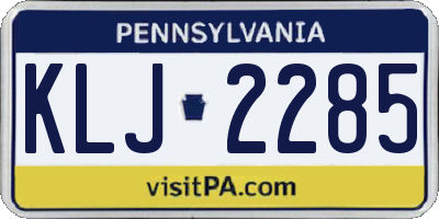 PA license plate KLJ2285