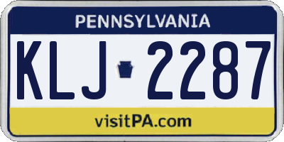 PA license plate KLJ2287