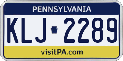PA license plate KLJ2289