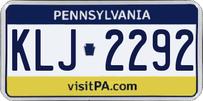 PA license plate KLJ2292