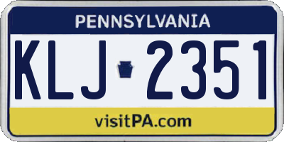 PA license plate KLJ2351
