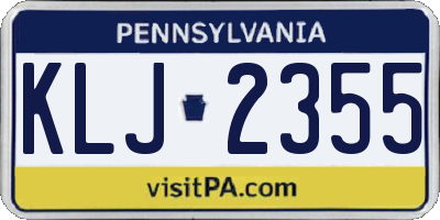 PA license plate KLJ2355