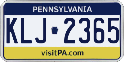 PA license plate KLJ2365