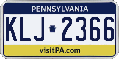 PA license plate KLJ2366