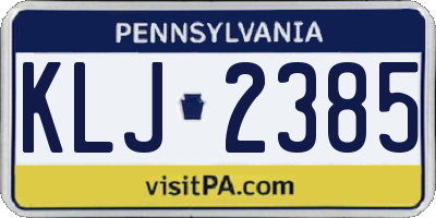PA license plate KLJ2385