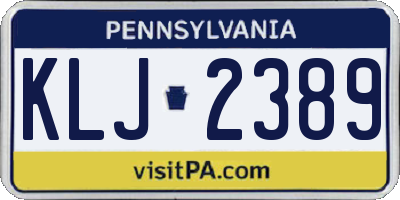 PA license plate KLJ2389