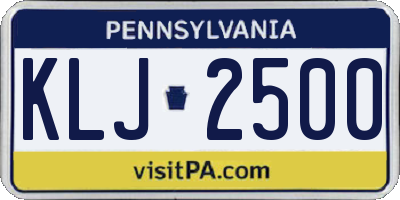 PA license plate KLJ2500