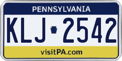 PA license plate KLJ2542