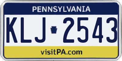 PA license plate KLJ2543