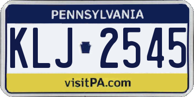 PA license plate KLJ2545