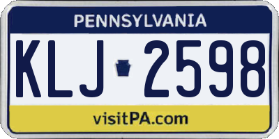 PA license plate KLJ2598