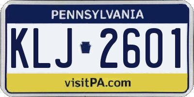 PA license plate KLJ2601