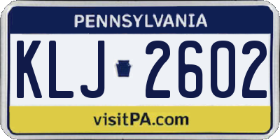 PA license plate KLJ2602