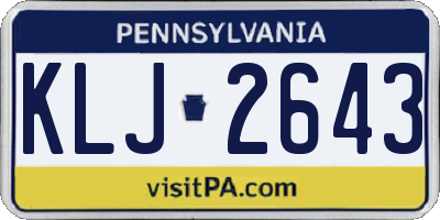 PA license plate KLJ2643