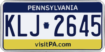 PA license plate KLJ2645