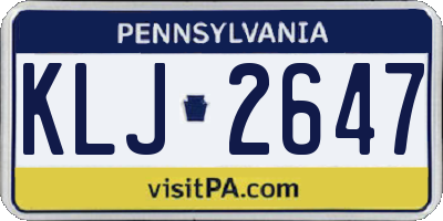 PA license plate KLJ2647