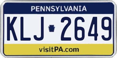 PA license plate KLJ2649