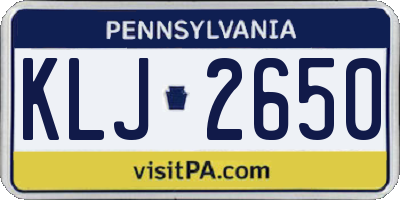 PA license plate KLJ2650