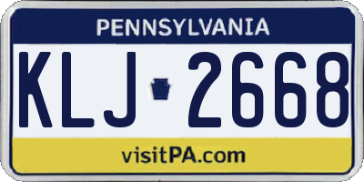 PA license plate KLJ2668