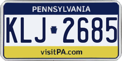 PA license plate KLJ2685