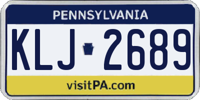 PA license plate KLJ2689
