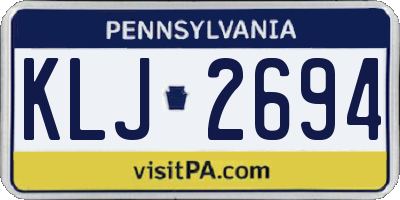 PA license plate KLJ2694