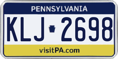 PA license plate KLJ2698