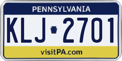 PA license plate KLJ2701