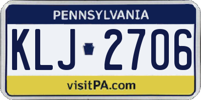 PA license plate KLJ2706