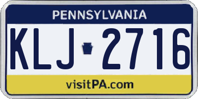PA license plate KLJ2716