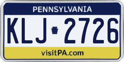 PA license plate KLJ2726