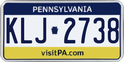 PA license plate KLJ2738