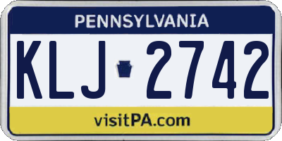 PA license plate KLJ2742