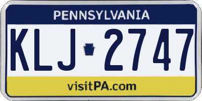 PA license plate KLJ2747