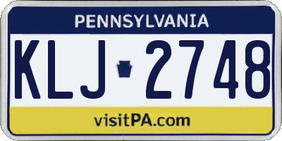 PA license plate KLJ2748