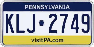 PA license plate KLJ2749