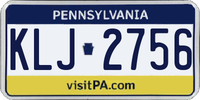 PA license plate KLJ2756