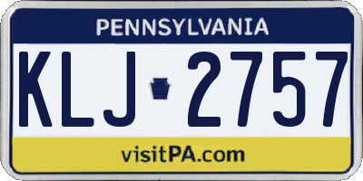 PA license plate KLJ2757