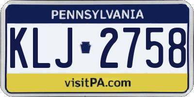 PA license plate KLJ2758