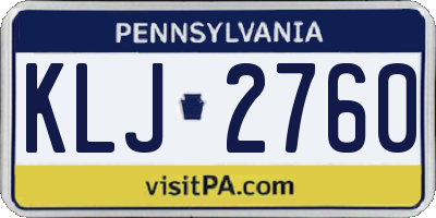 PA license plate KLJ2760